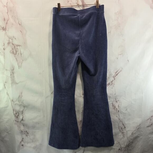 Aerie Leggings Women Medium Short Blue Flare Groove On Velour Corduroy High - Picture 5 of 11